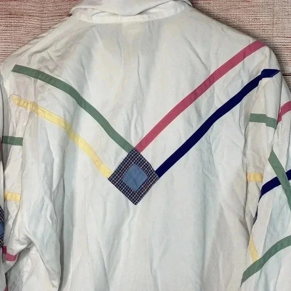 Vintage Koret Francisca Women’s Geometric Jacket White Colorful Medium - Picture 7 of 8